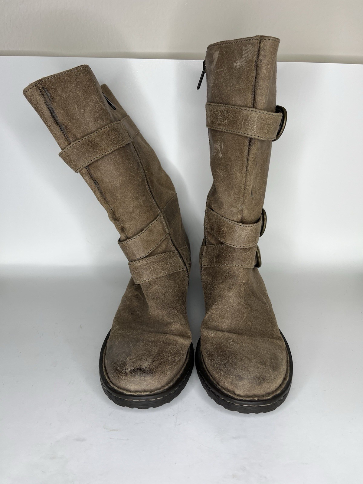 Born Riding Boots Women Size 7.5M Brown Leather Straps Buckle