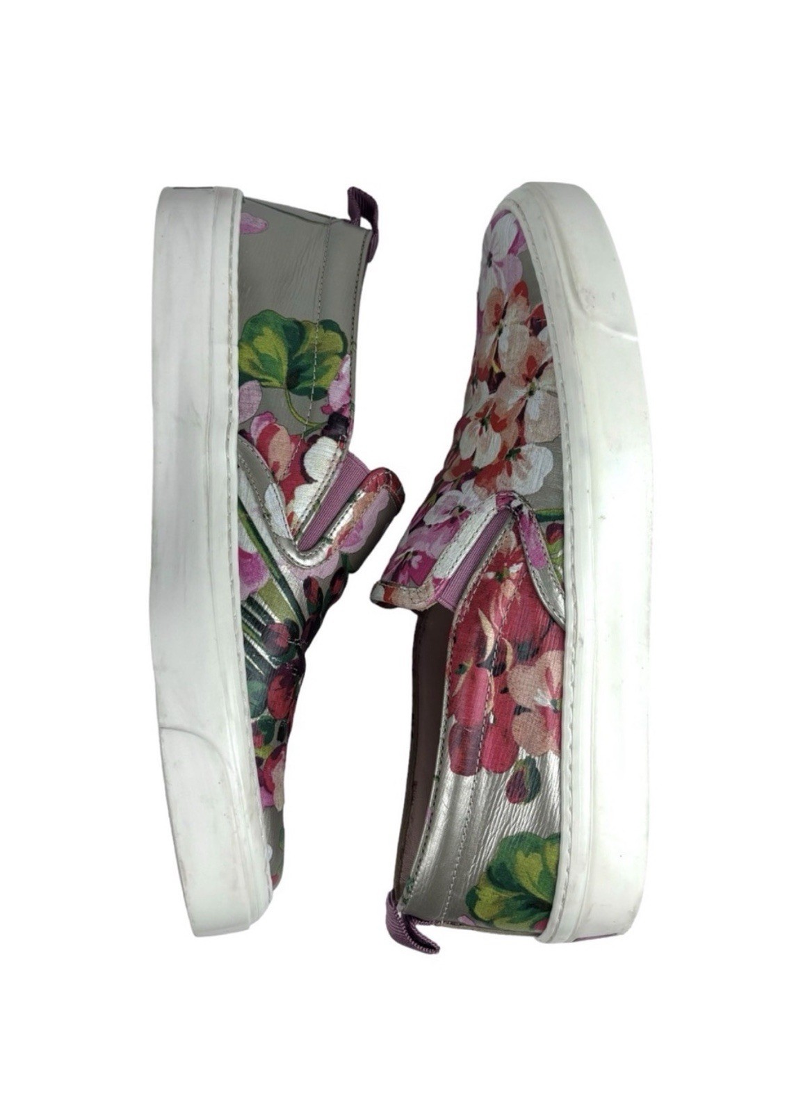 Gucci Floral Print Slip-On Flats Pink Leather Women’s Shoes size 36 US 6.5