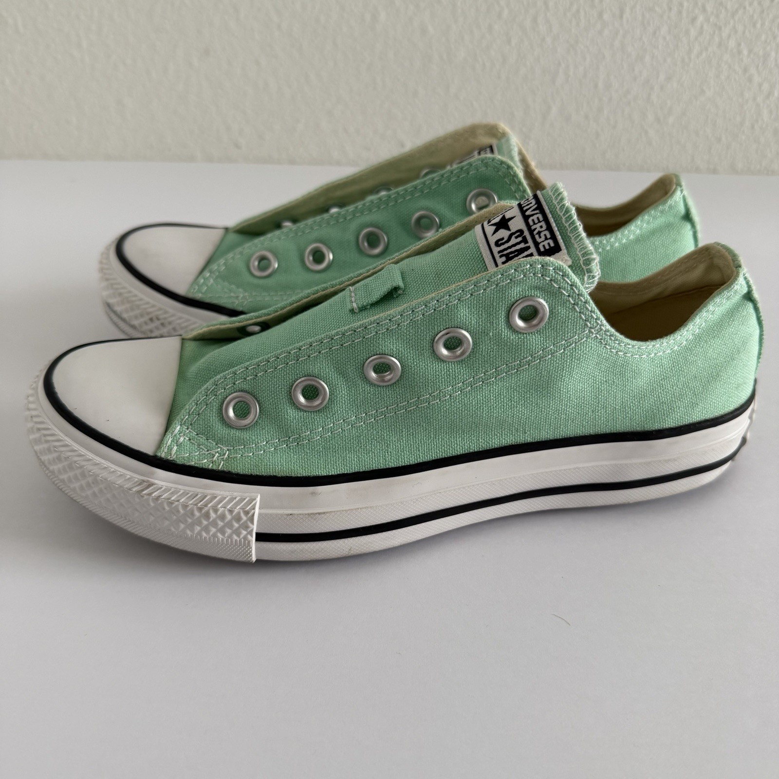 Converse Chuck Taylor All Star Low Top Mint Green Womens 6 Mens 4 No Laces