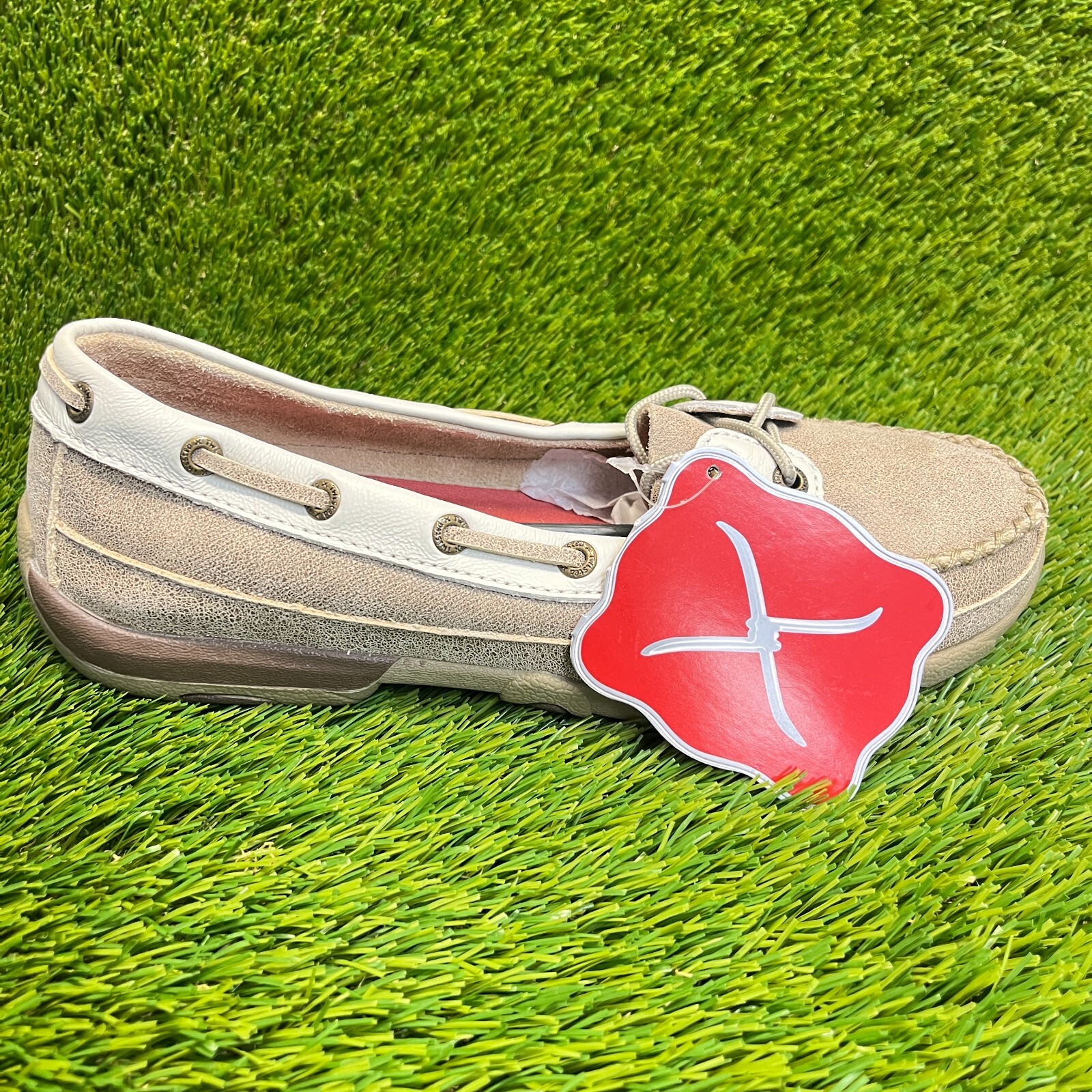 Twisted X Driving Moc Womens Size 9 Dusty Tan Casual Classic Leather Flats Shoes