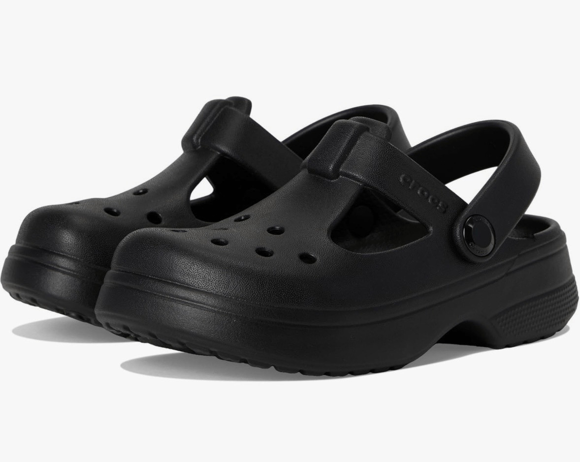 Crocs Black Buckle Mary Jane Unisex Clogs Men’s Size 6 Women’s Size 8 Croslite S