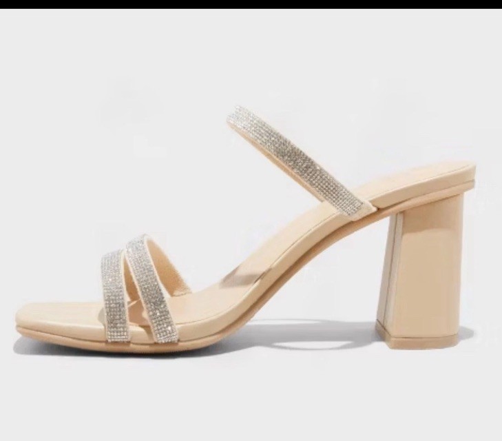 A New Day Women’s Stacy Mule Heels Size 8M Bling Open Toed Block