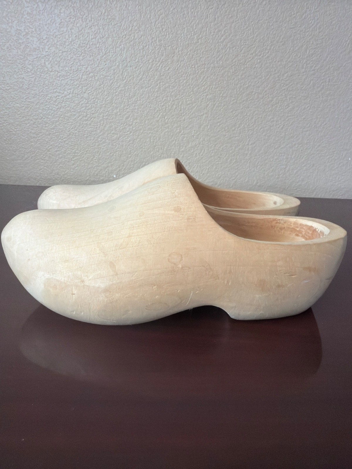 Vintage Hand Carved Dutch Wooden Clogs Sabots Folk Art Rustic Farmhouse 12″