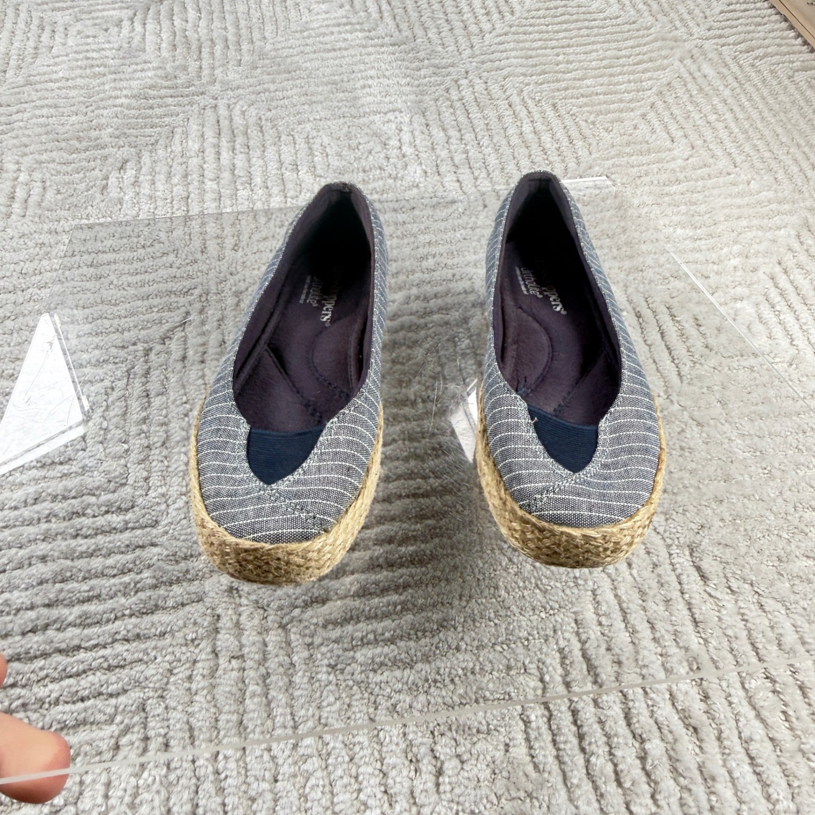 Grasshoppers Espadrille Flats Womens 6 Striped Canvas Ortholite Summer SlipOn