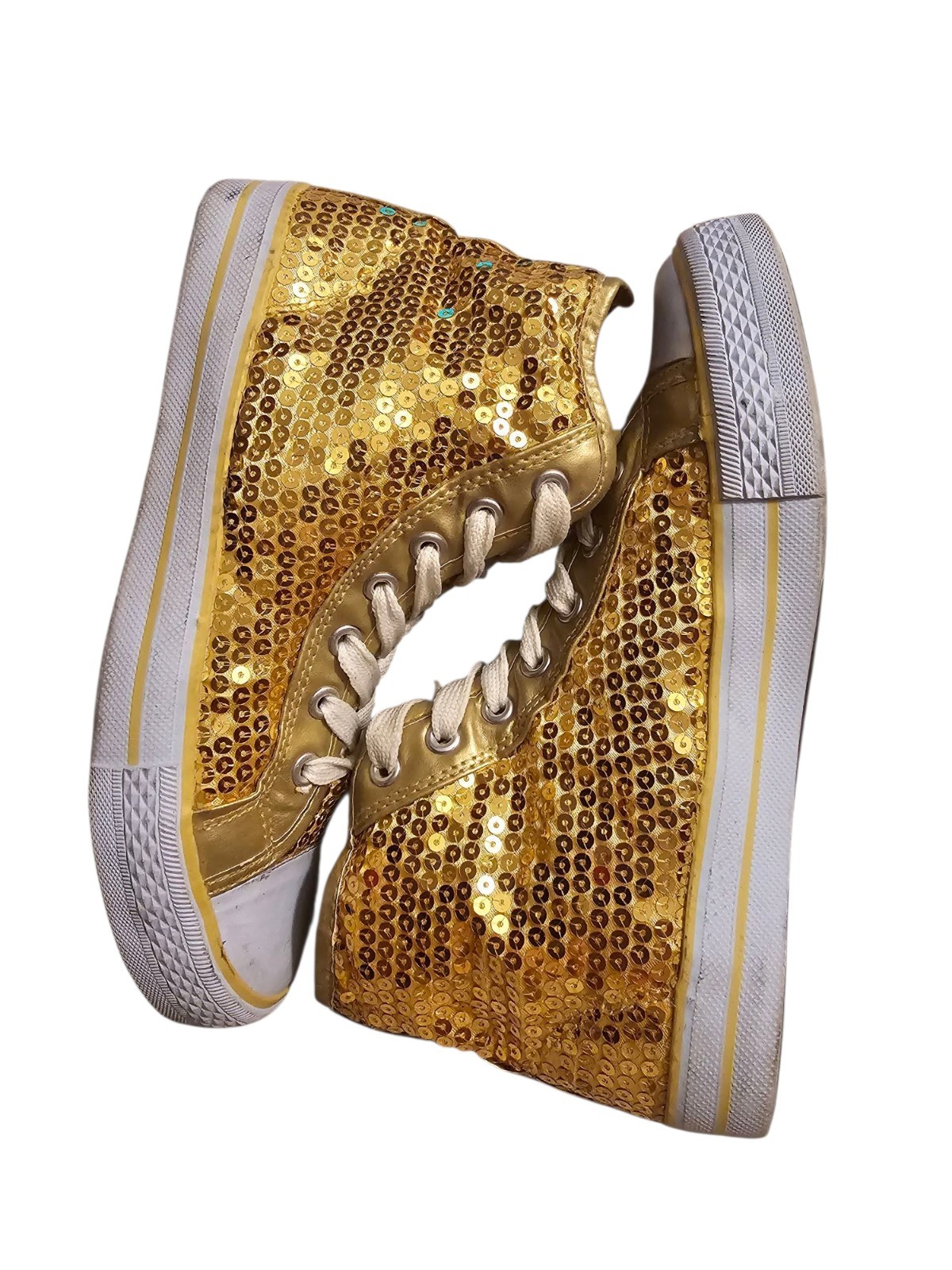 Balera Gold Sequin High Top Dance Sneaker Shoe Women 8 Hip Hop Party