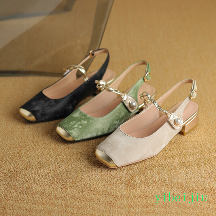 Plus Size Womens Low Heel Slingbacks Dress Formal Sandals Banquet Shoes Comfort