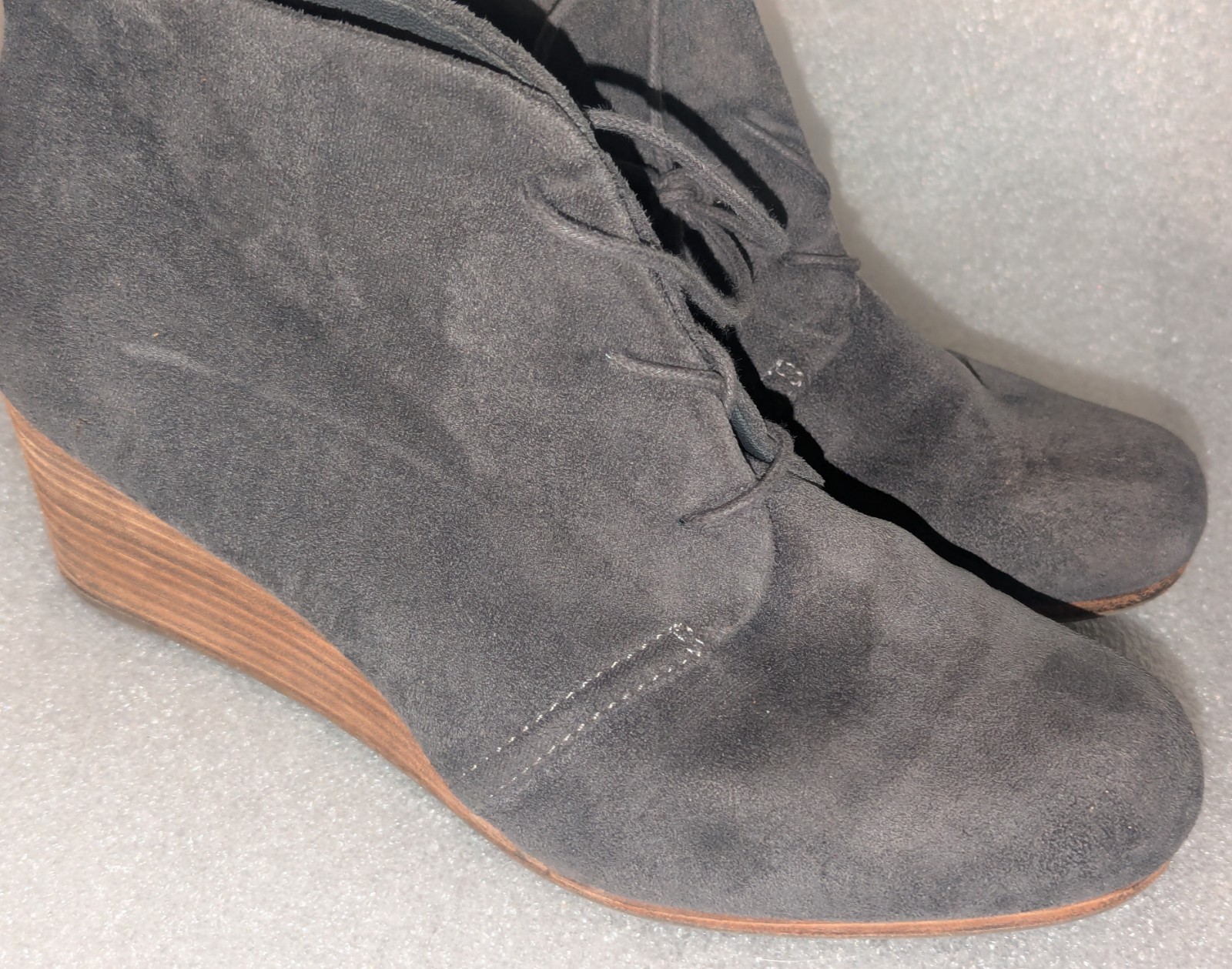 Dr. Scholl’s Women’s Dakota Wedge Boot Gray Fabric Lace Up Size 9 M / 39