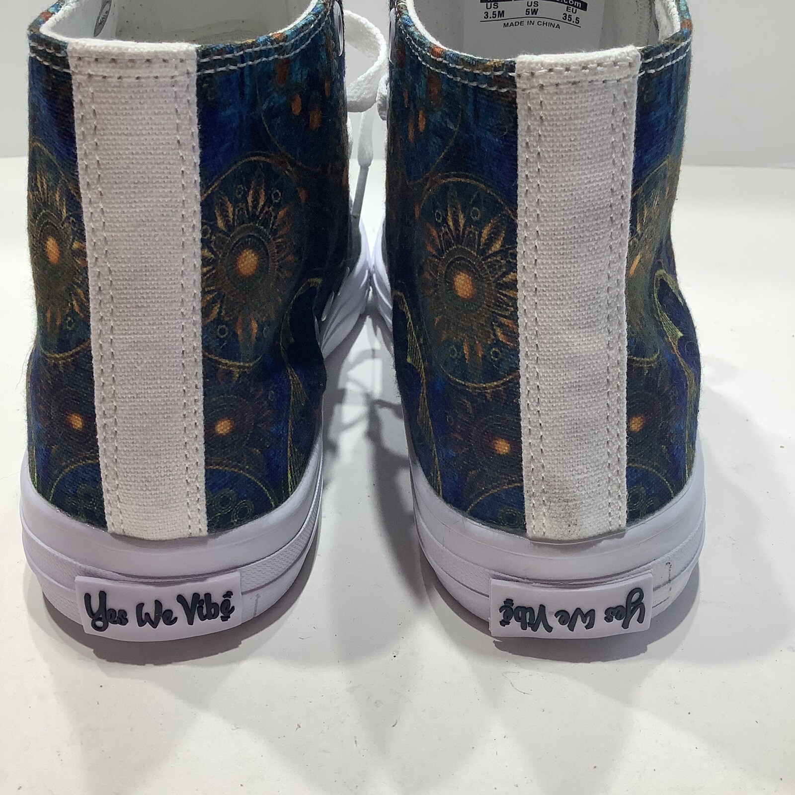 Yes We Vibe High Top Canvas Sneaker Shoes MANDALA PRINT Womens Size 5M, New