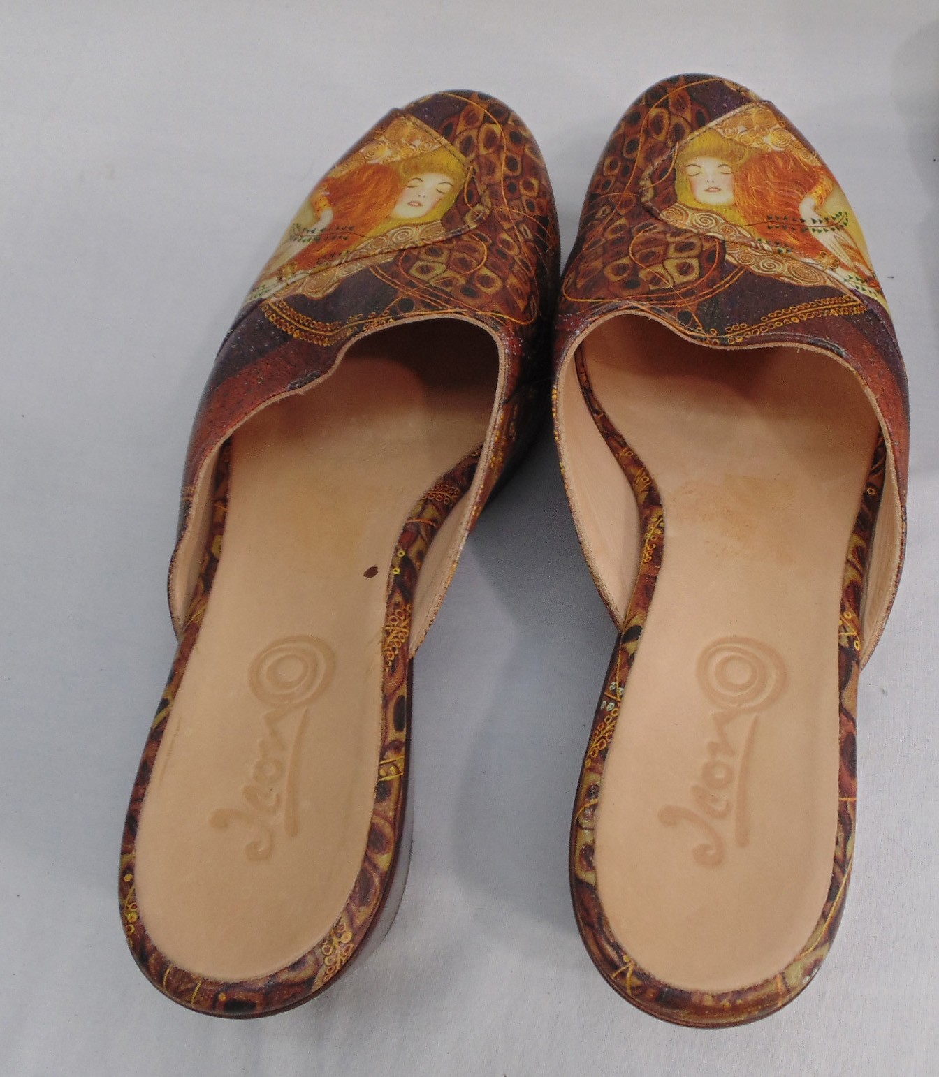 Icon Art Mules Wedge Clog Shoes 7.5 Gustav Klimt’s Water Serpents