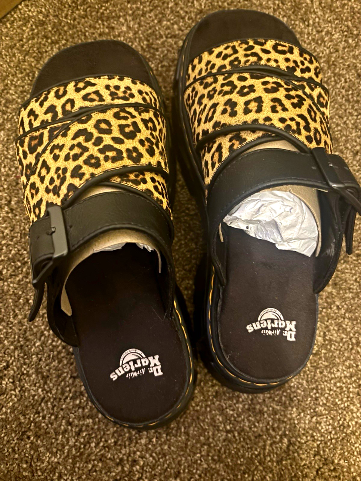 Dr. Martens Womens Mattison Slide Sandals Leopard Print Tan Black US 9 EU 41 UK7