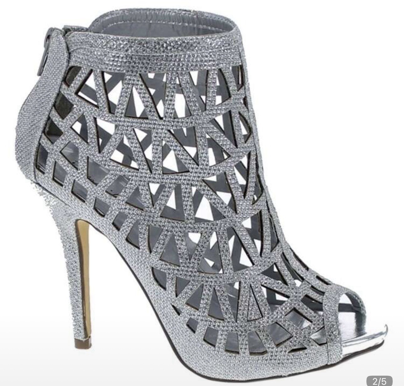 Grey Women’s Back Zipper Stiletto Heel Cut Out Sandals