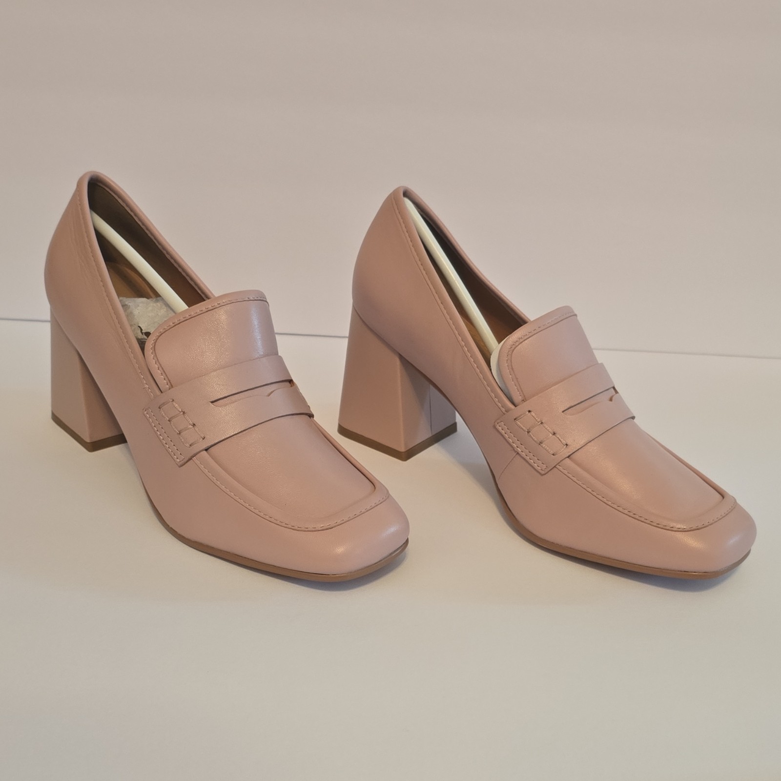 Lisa Vicky Dark Pink Sheep Napa Block Heel Square Toe Comfort Slip On Pump 7.5