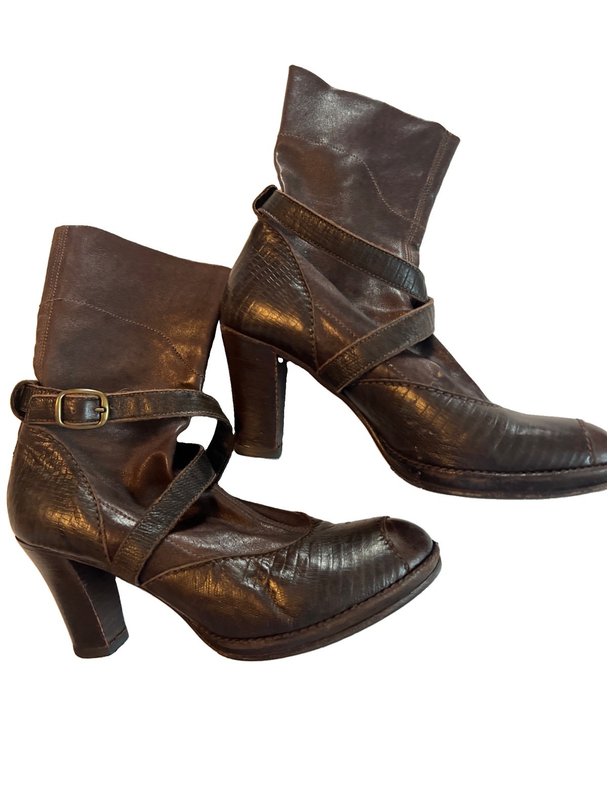 Heuoy Beyueliu Women’s Size 38.5 Leather Brown Handmade In Italy