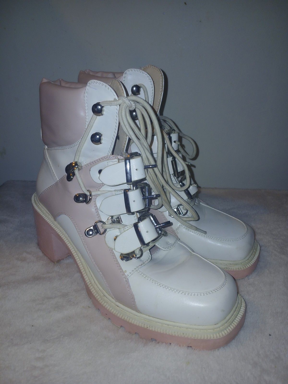 Azalea Wang for Dolls Kill Pink and White Boots Ladies Size 8