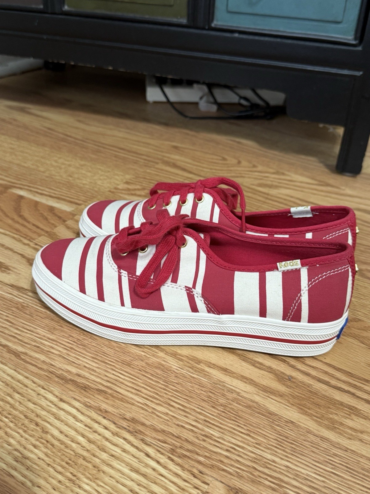 Keds x kate spade new york Red/White Striped Canvas Low Top Sneakers WF54493M