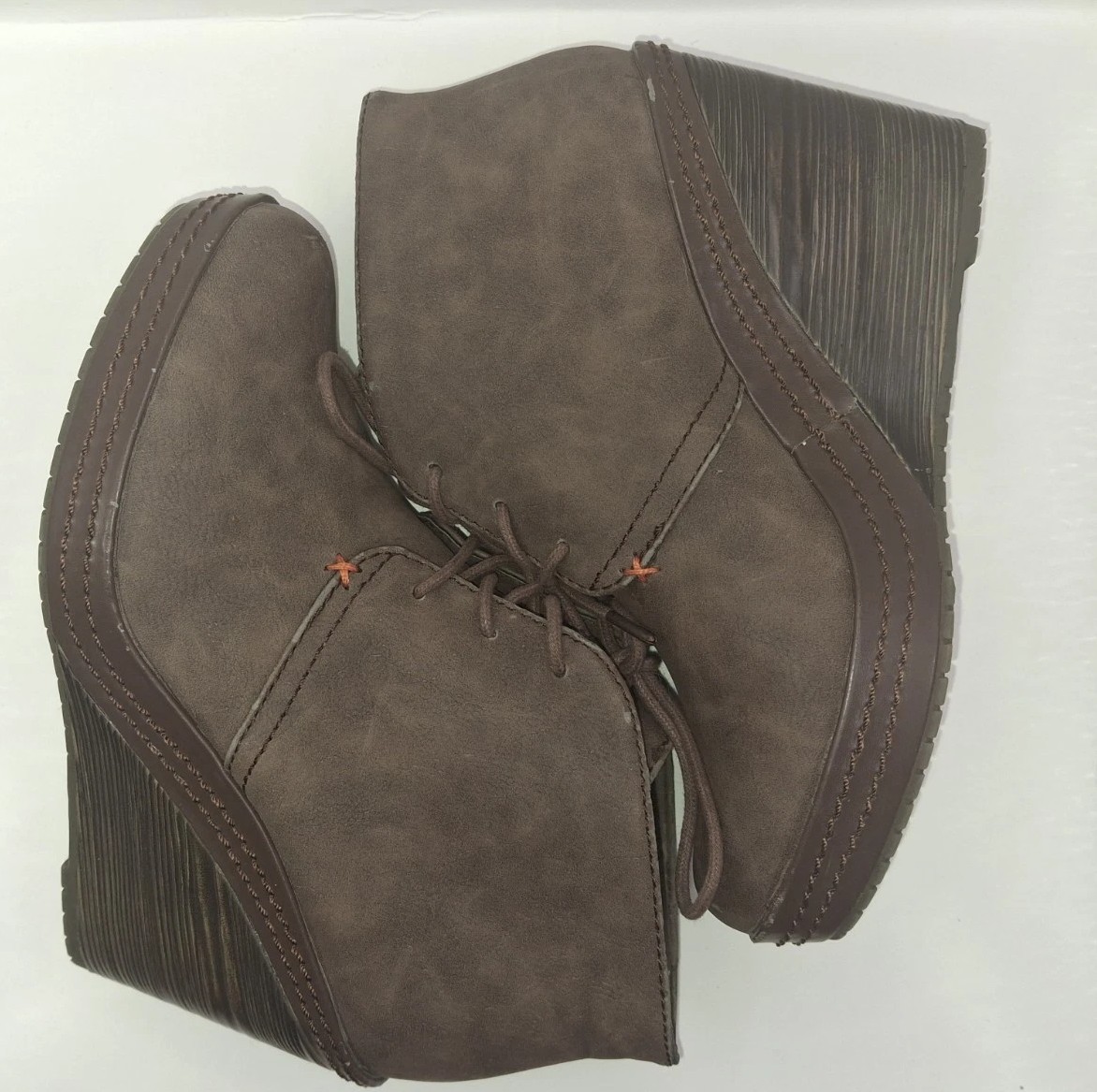 Dr Scholls Boots Womens Size 6.5m Dakota Wedge Heels Ankle Booties Brown Fabric