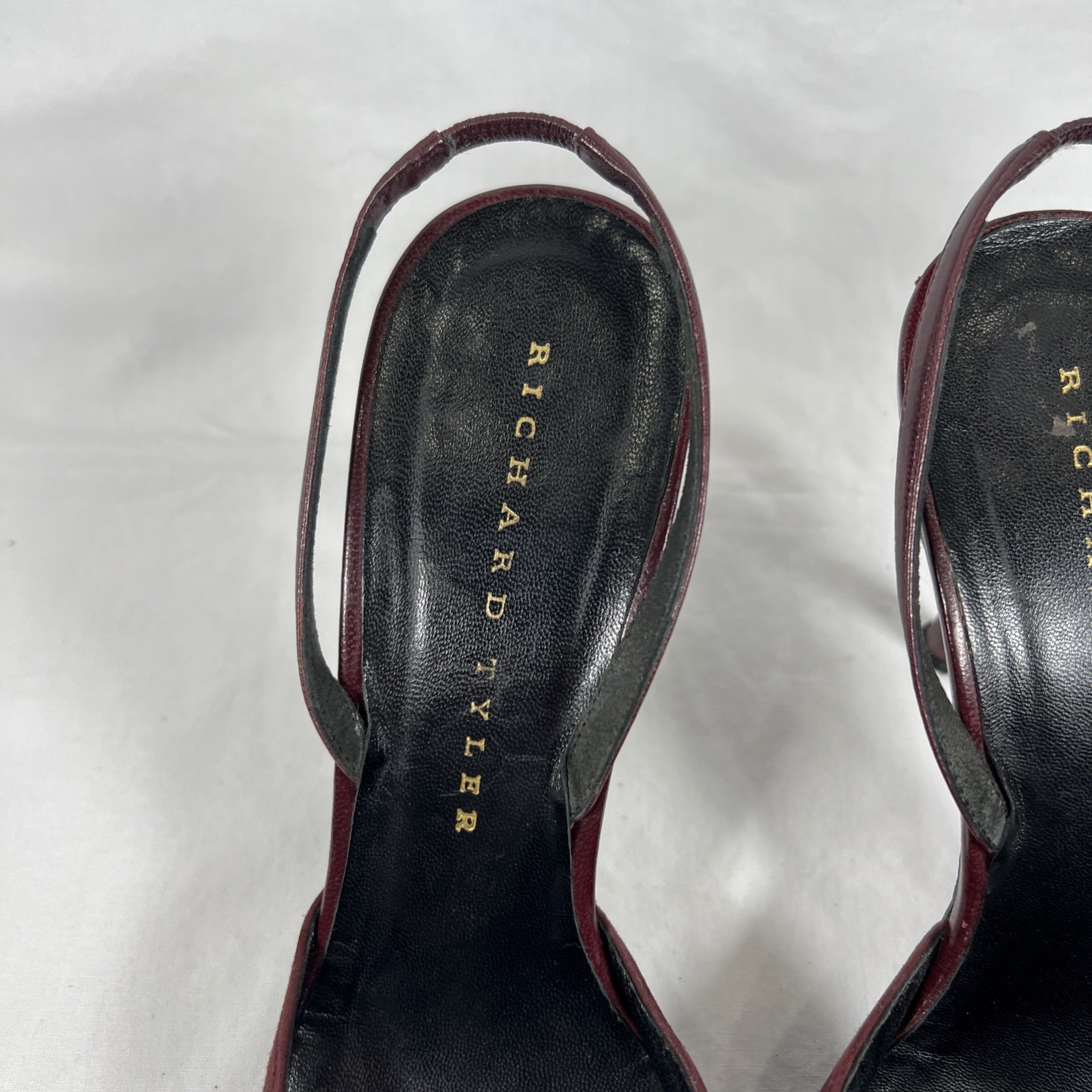 Richard Tyler Burgundy Suede Slingback Heels Pointed Toe Leather Pumps Luxury 8M
