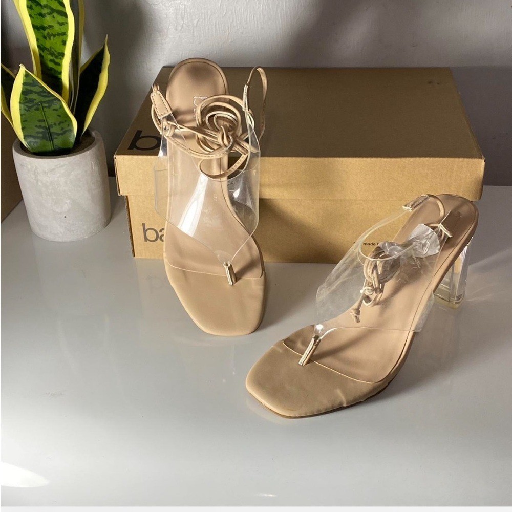 Beige Transparent Strap Heels