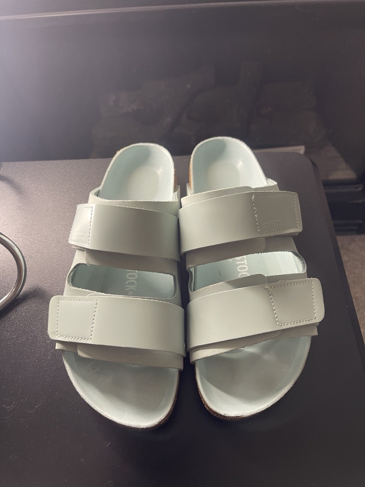 Birkenstock Women’s Blue Slide Sandals Hook & Loop Cork Leather EU 39 US 8