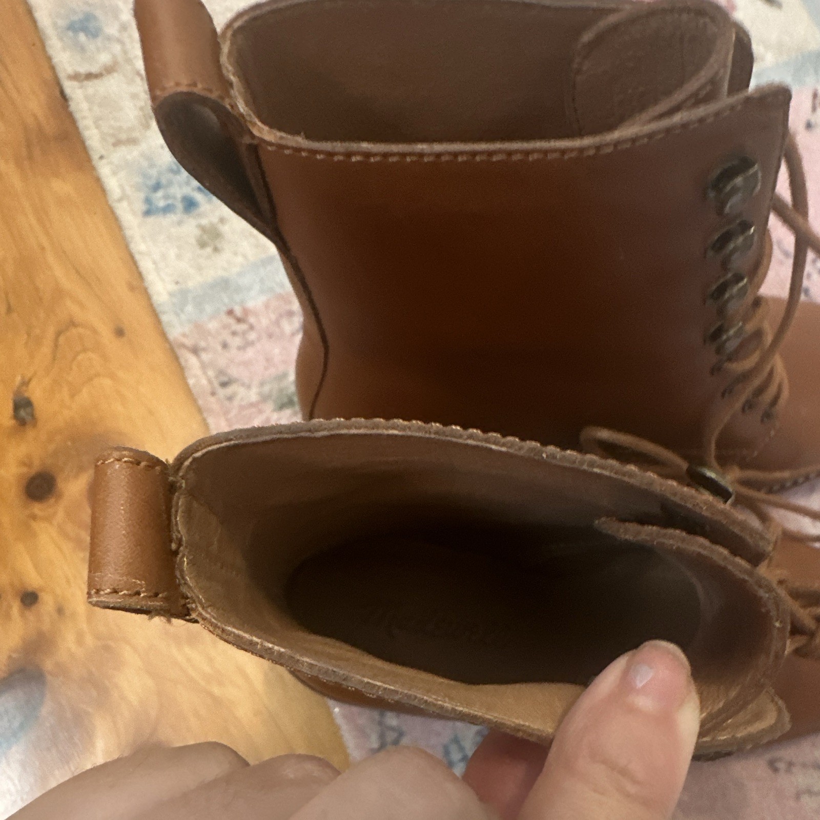 Women’s Madewell Brown Lace-Up Ankle Bootie, Round Toe, Block Heel, Solid