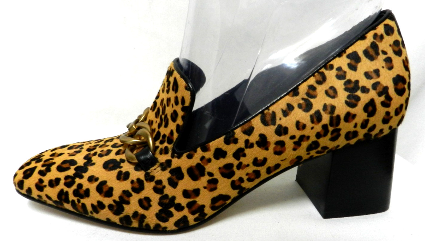 Via Spiga pony hair fur leather animal leopard block heels pumps NEW Size Sz 8