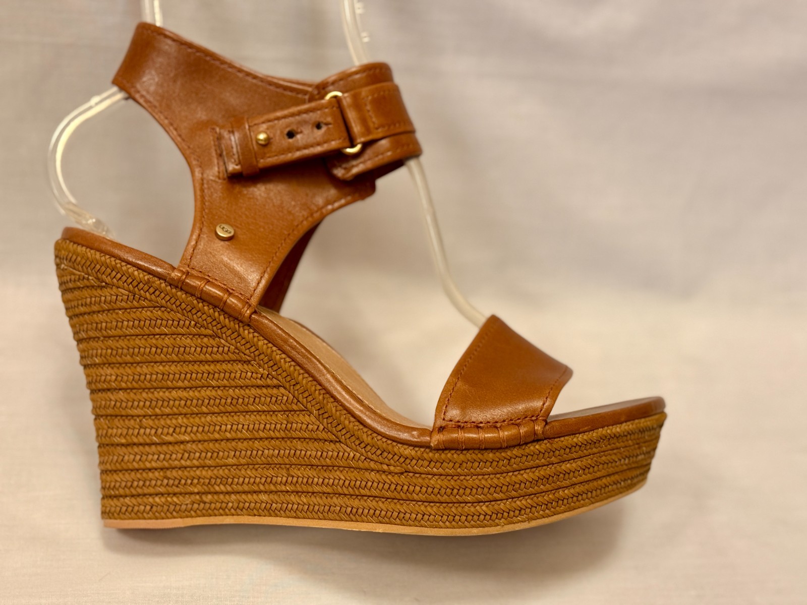 UGG Platform Leather Sandals Brown – Woven Wedge Ankle Strap Sandals