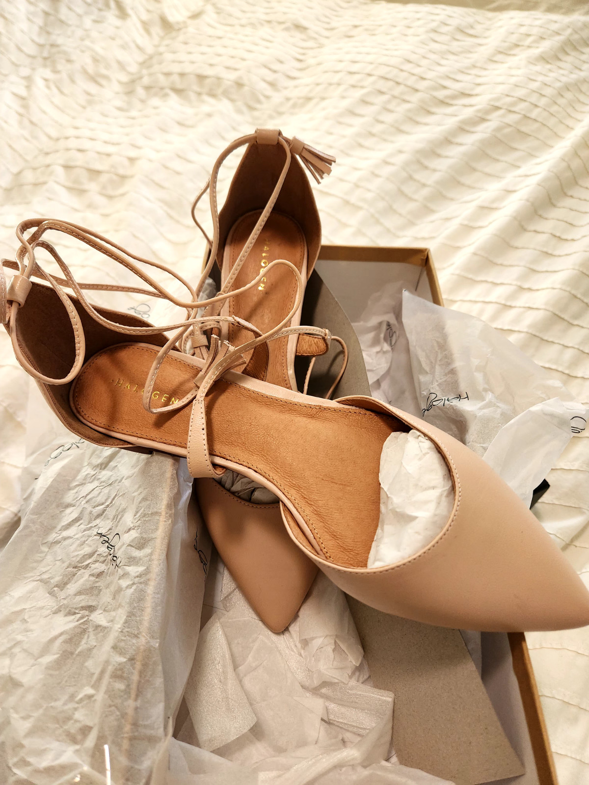 Halogen Oliver-Lea lace up ballet flats, womens shoes 7.5