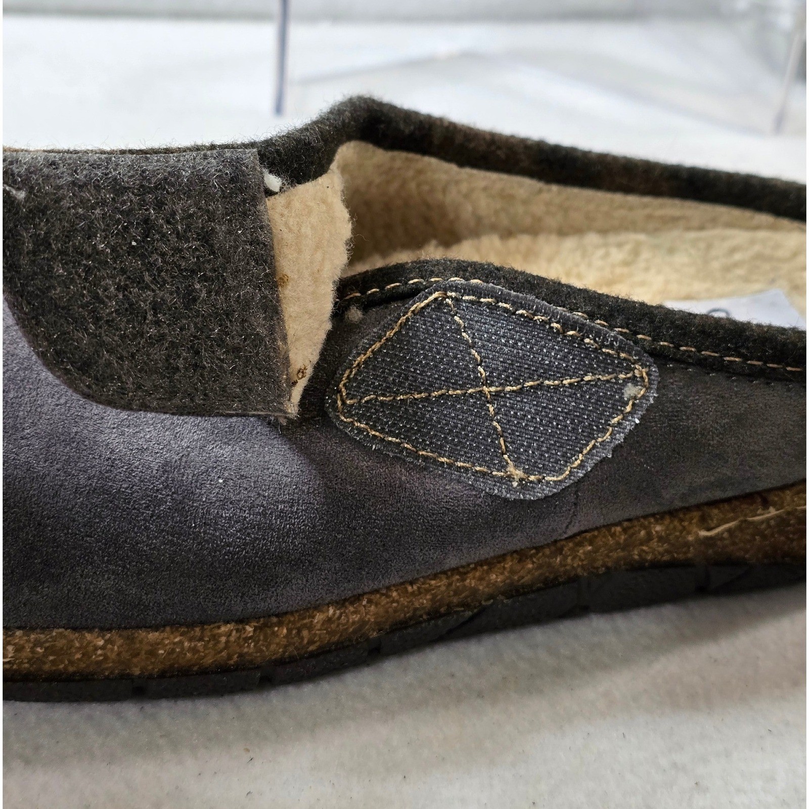 Earth Origins Essential Ezzy Clogs Grey Brick Faux Fur Lined Comfort Shoes
