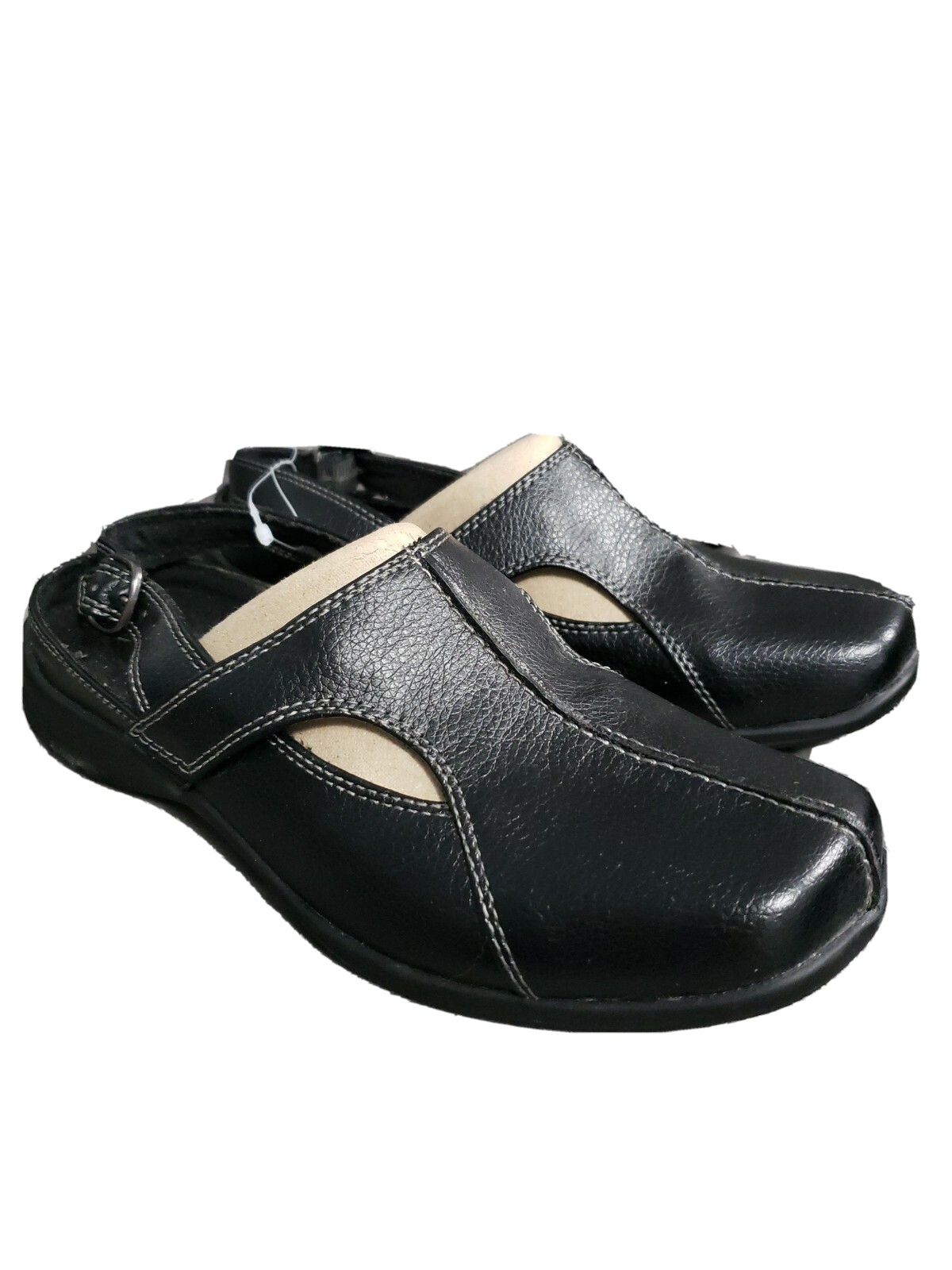 Easy Street Womens Size 7 wide man made Leather Upper Sling back flat comfort
