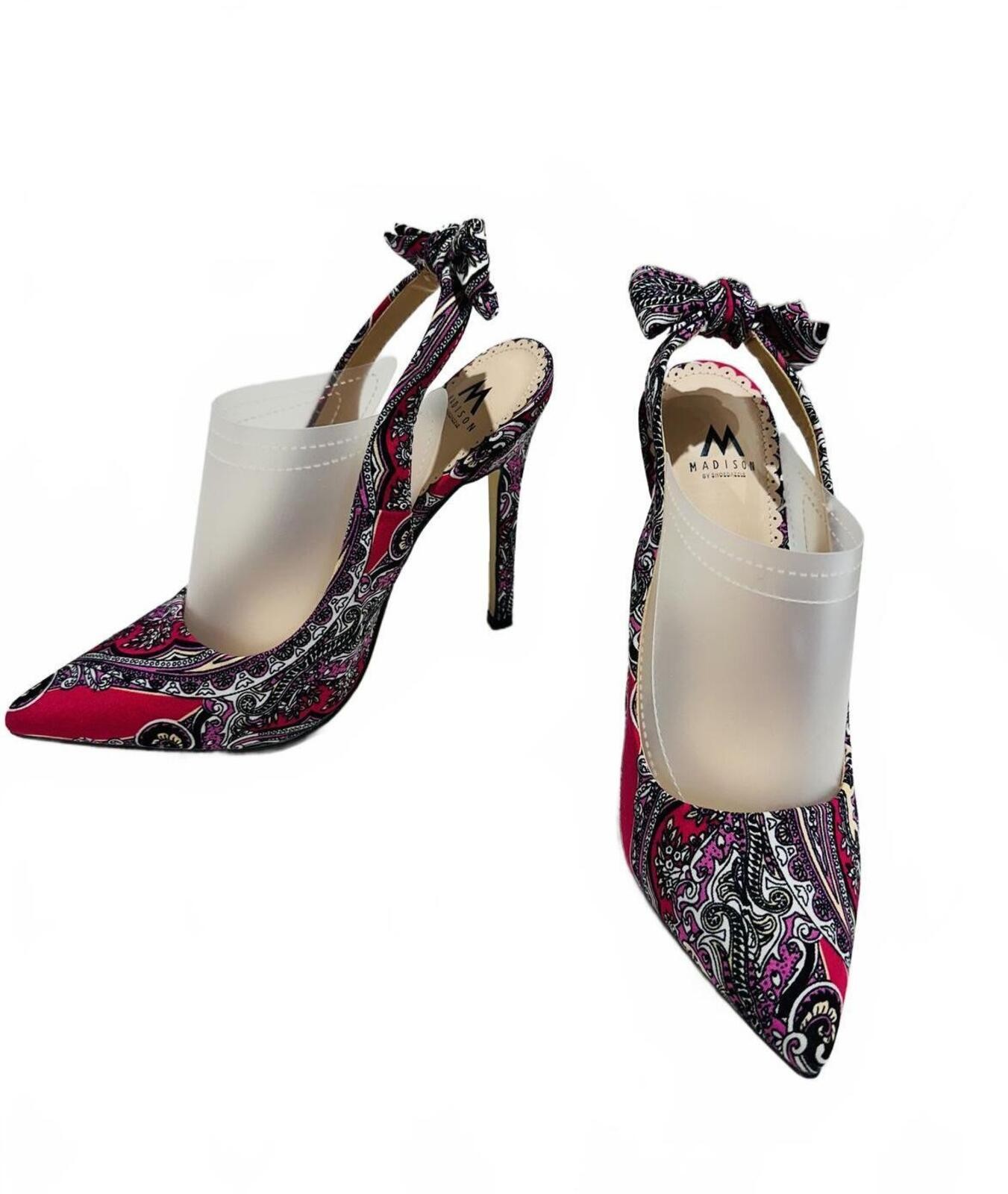 New Madison ‘Lynden’ Slingback Pumps Paisley Print and Bow Detail Size 7.5
