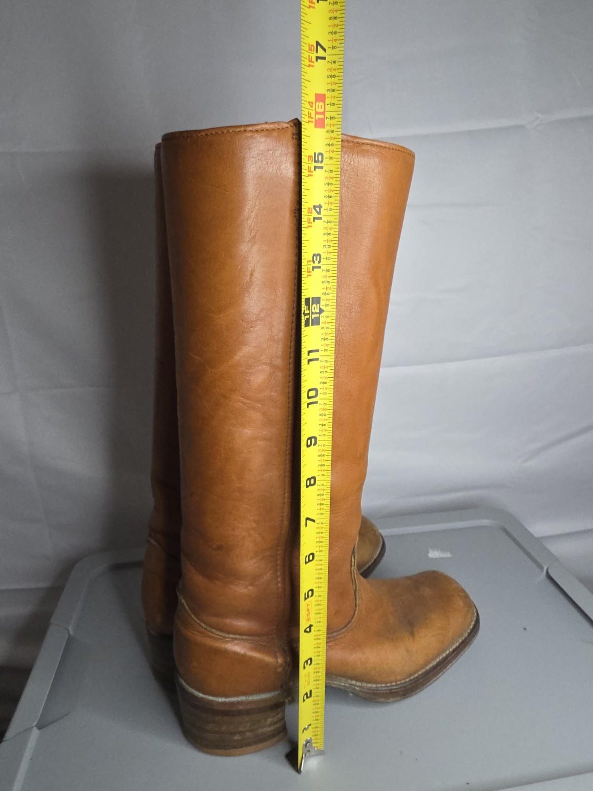VTG Wrangler 4188 Western Boots Wmn’s 6.5 M Tan Leather Tall Pull On USA Campus