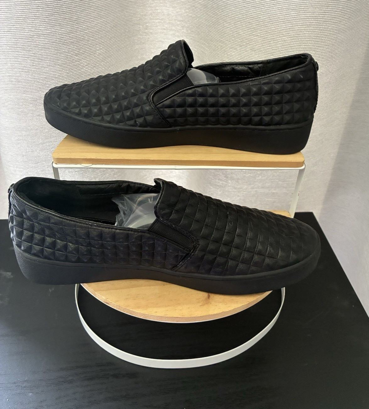 Michael Kors Black Quilted Slip-On Sneakers | Textured Leather | Women’s Casual