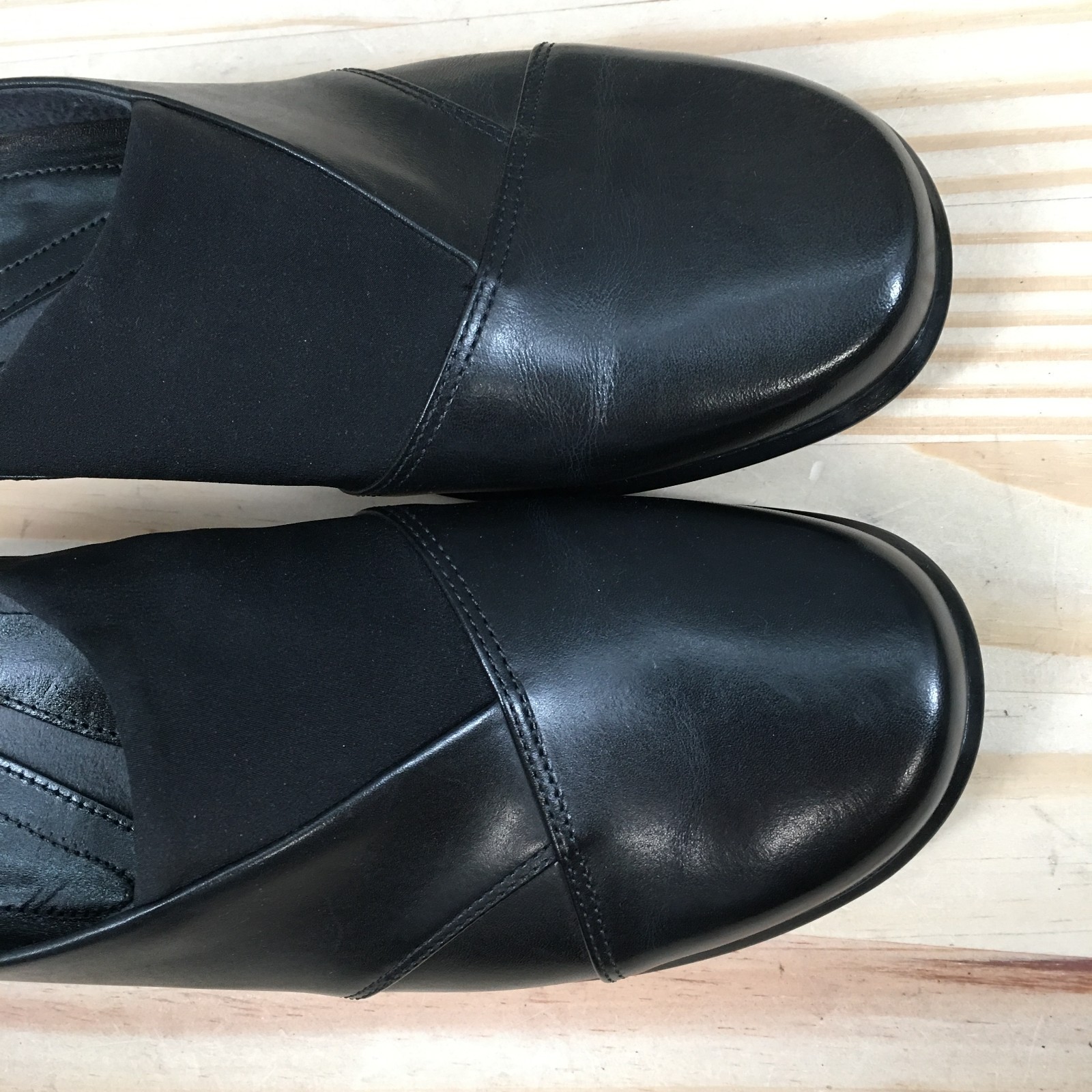 Clarks Artisan Tyler Mule Clog Womens 7.5M Black Leather Comfort Wedge NEW