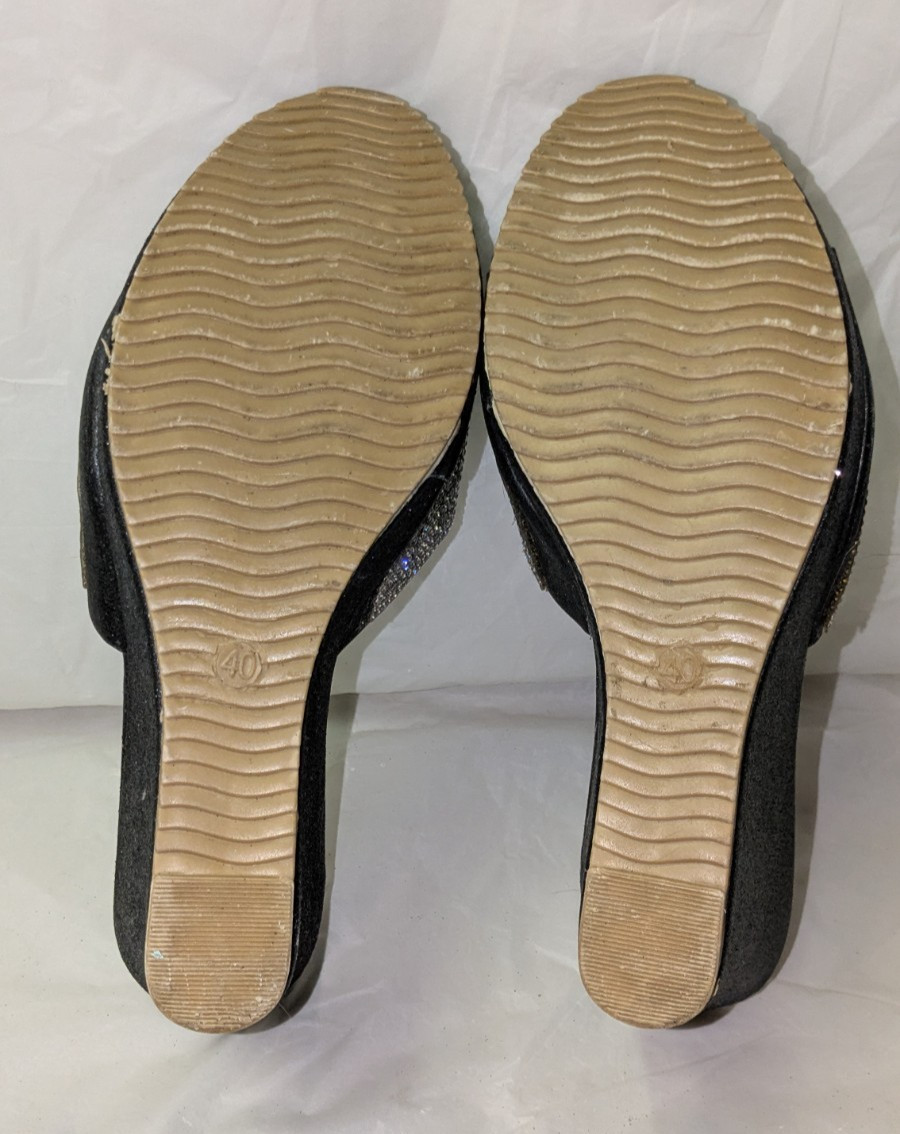 Verano Rio Beaded Sparkle Wedge Slip-on Dress Prom Wedding Sandals Shoes SZ 8.5