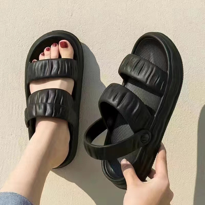 Fashion Casual Woman Two Wear Slippers Step Poop Flip-flops Platform Sandals