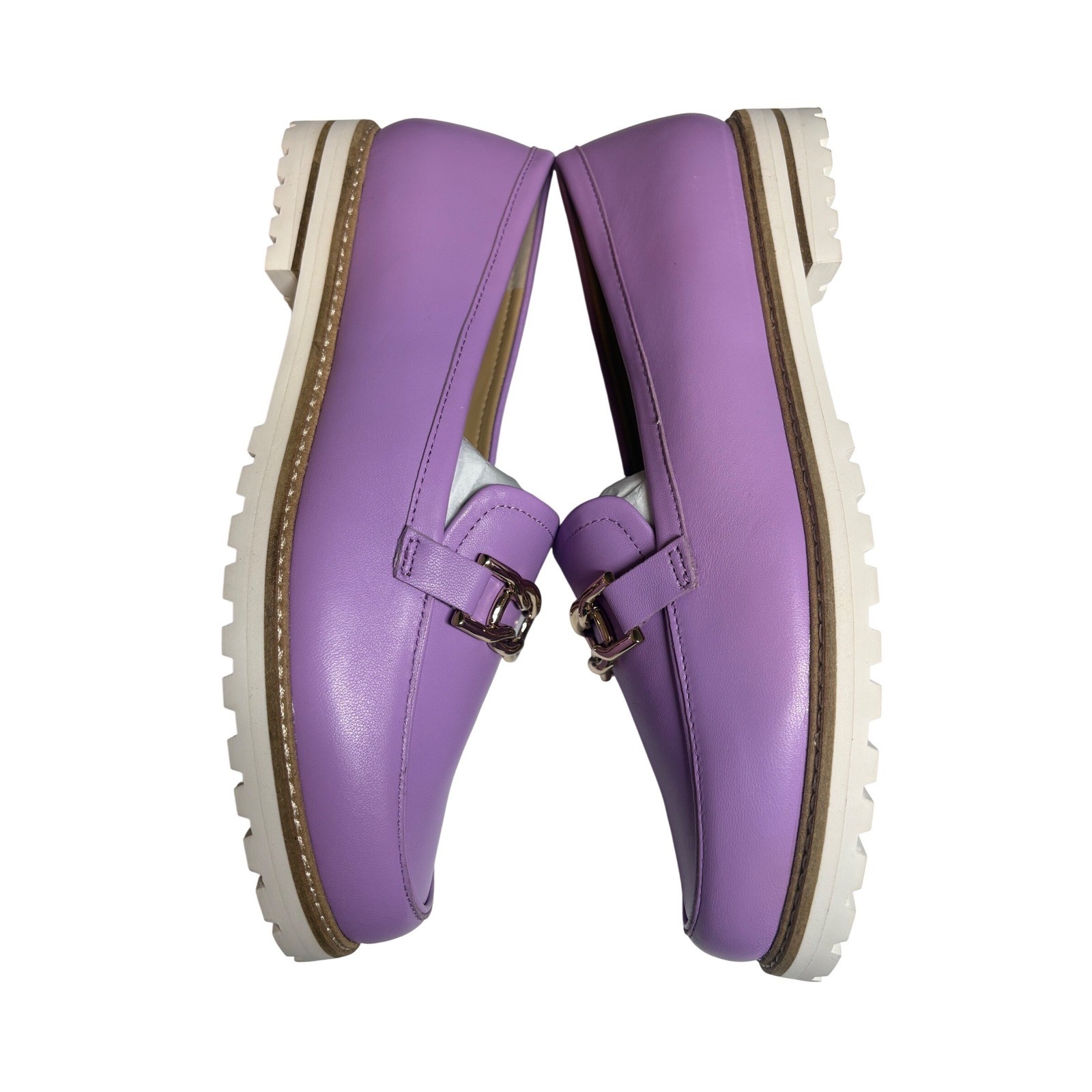 Talbots NWT Laura Link Purple Leather Lug Sole Chain Loafers – 8.5M