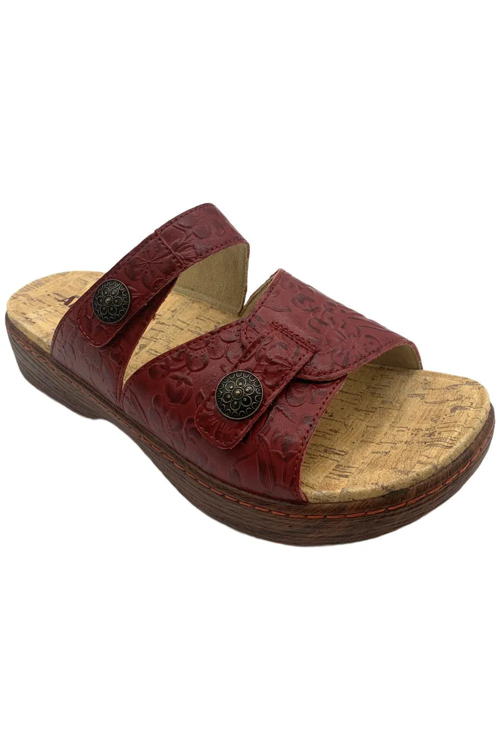 Alegria Women’s Krystal Leather Adjustable Slide Sandals Blossom Red