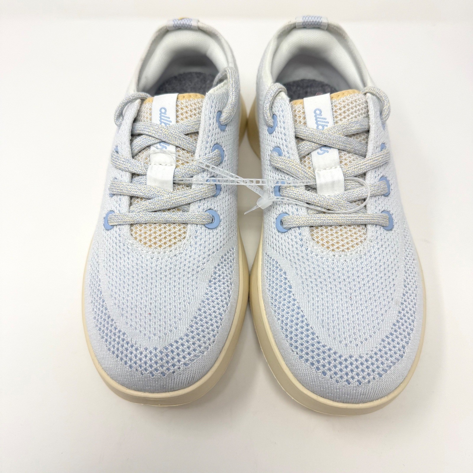 Allbirds Tree Glider Womens 7.5 Light Blue Tan Sustainable Knit Sneakers NEW
