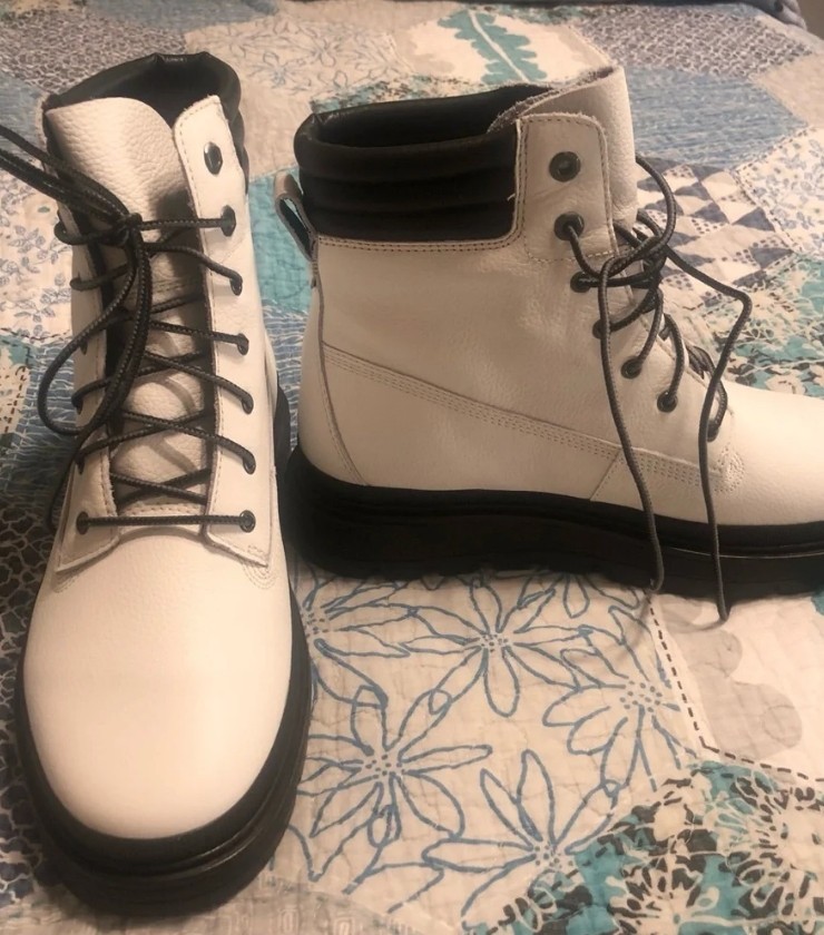 Timberland Ray City White Leather «Combat» Boots Size 8.5