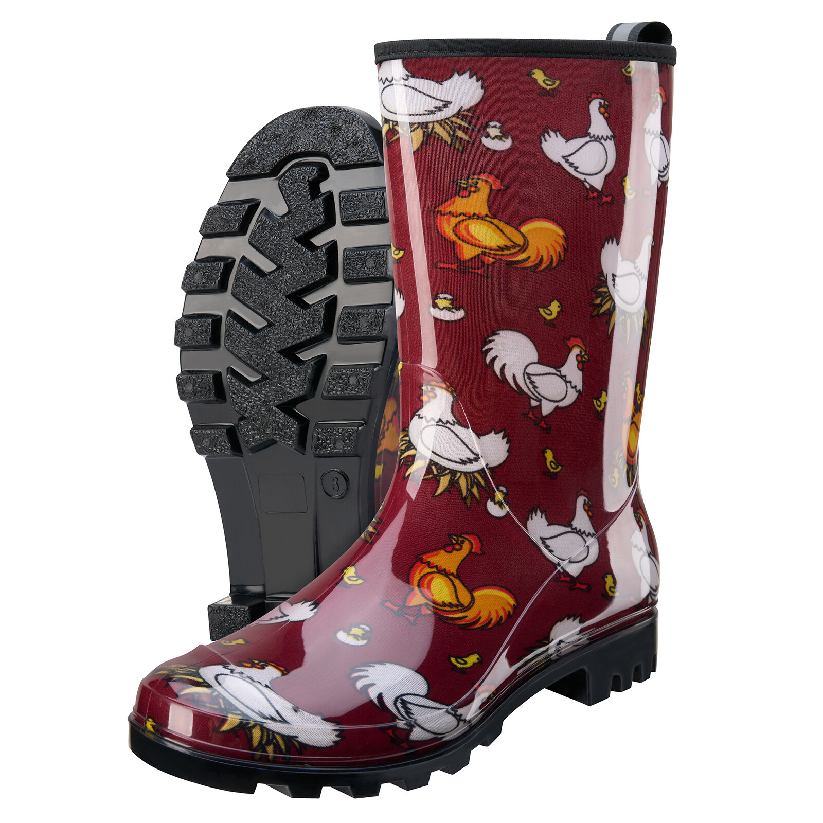 HISEA Women’s Printed Rain Boots Mid-Calf Waterproof Garden Boots Glossy Wellies