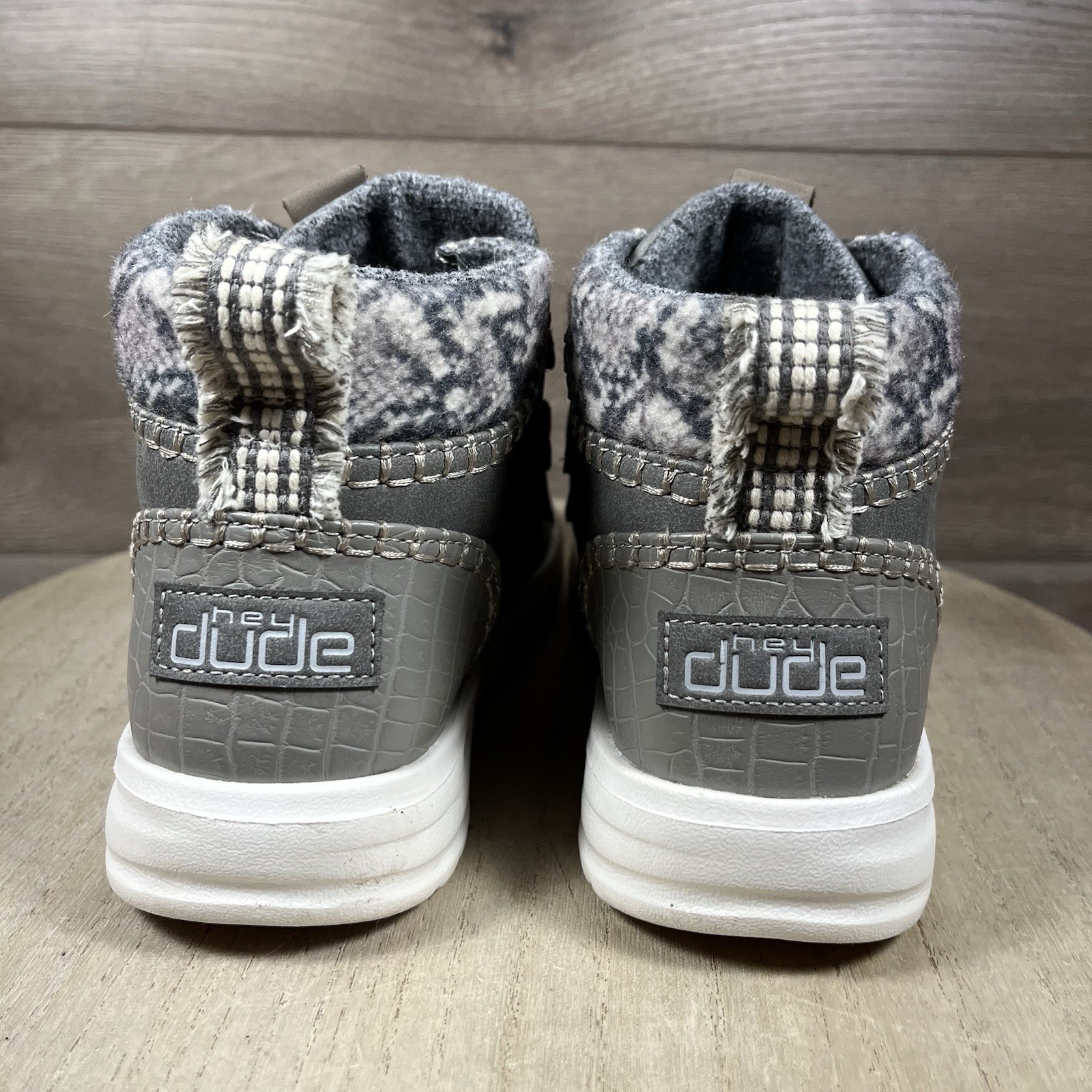 Hey Dude Eloise Recycled Leather Granite Grey Shoes Boots Womens Size 7