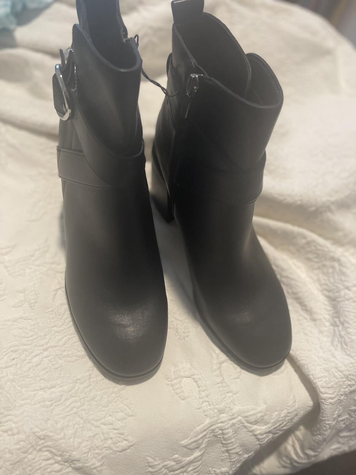 NWT Size 8.5 Black Faux Leather Ankle Boots. No Box. Grunge. Punk Goth