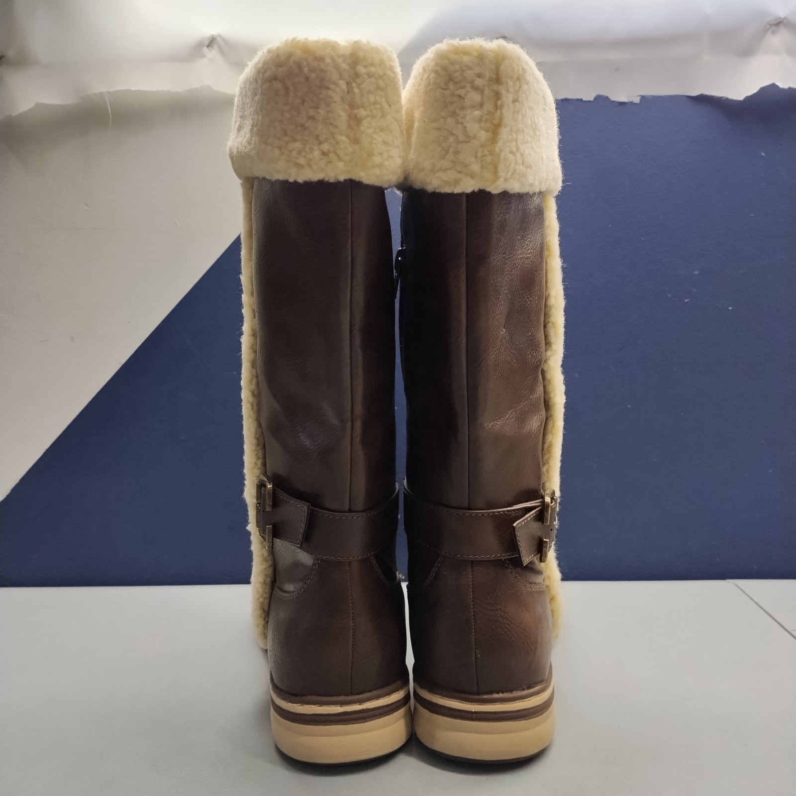 Cliffs Kesha Boots Women US 10M Brown White Synthetic Adjustable Buckle Side Zip