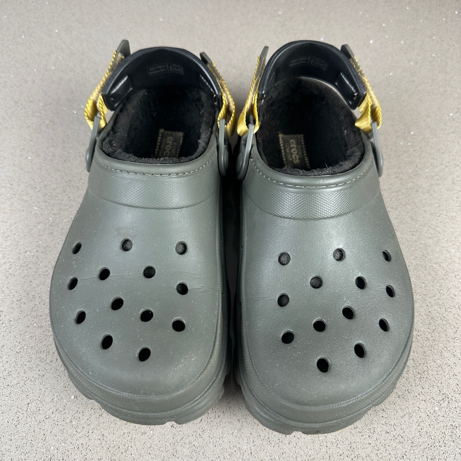 CROCS Mens 6 Womens 8 ALL-TERRAIN LINED CLOG DUSTY OLIVE Adjustable Heel Strap