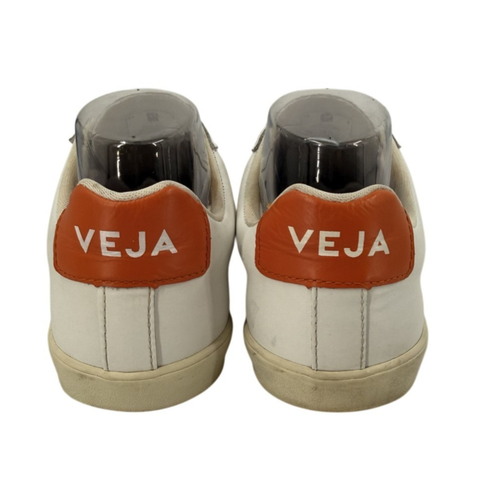 Veja Esplar Women Size 7 EU 38 White Fury Orange Leather Logo Sneakers Shoes