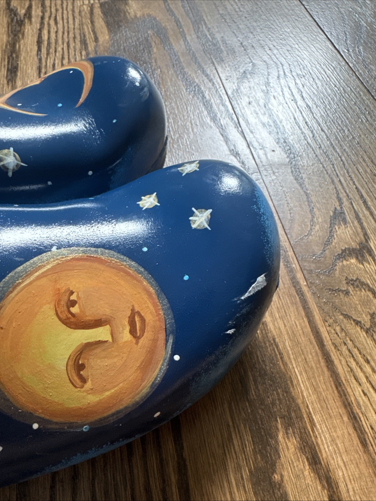 Sanita Moon Stars Hand Painted Danish Clogs Size 40 Blue Leather EUC