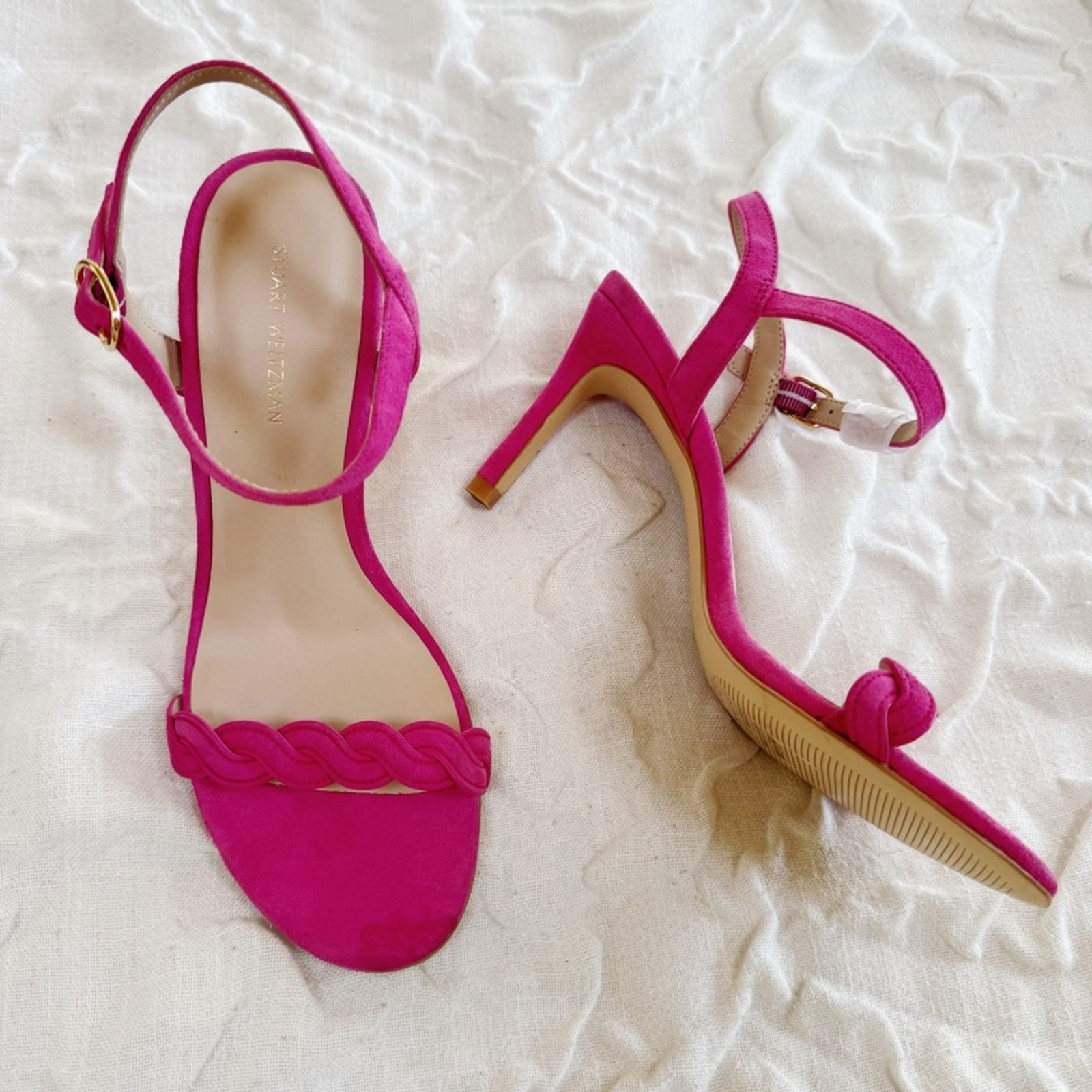 Stuart Weitzman Dancer Twistie 100Suede Sandal In Pink