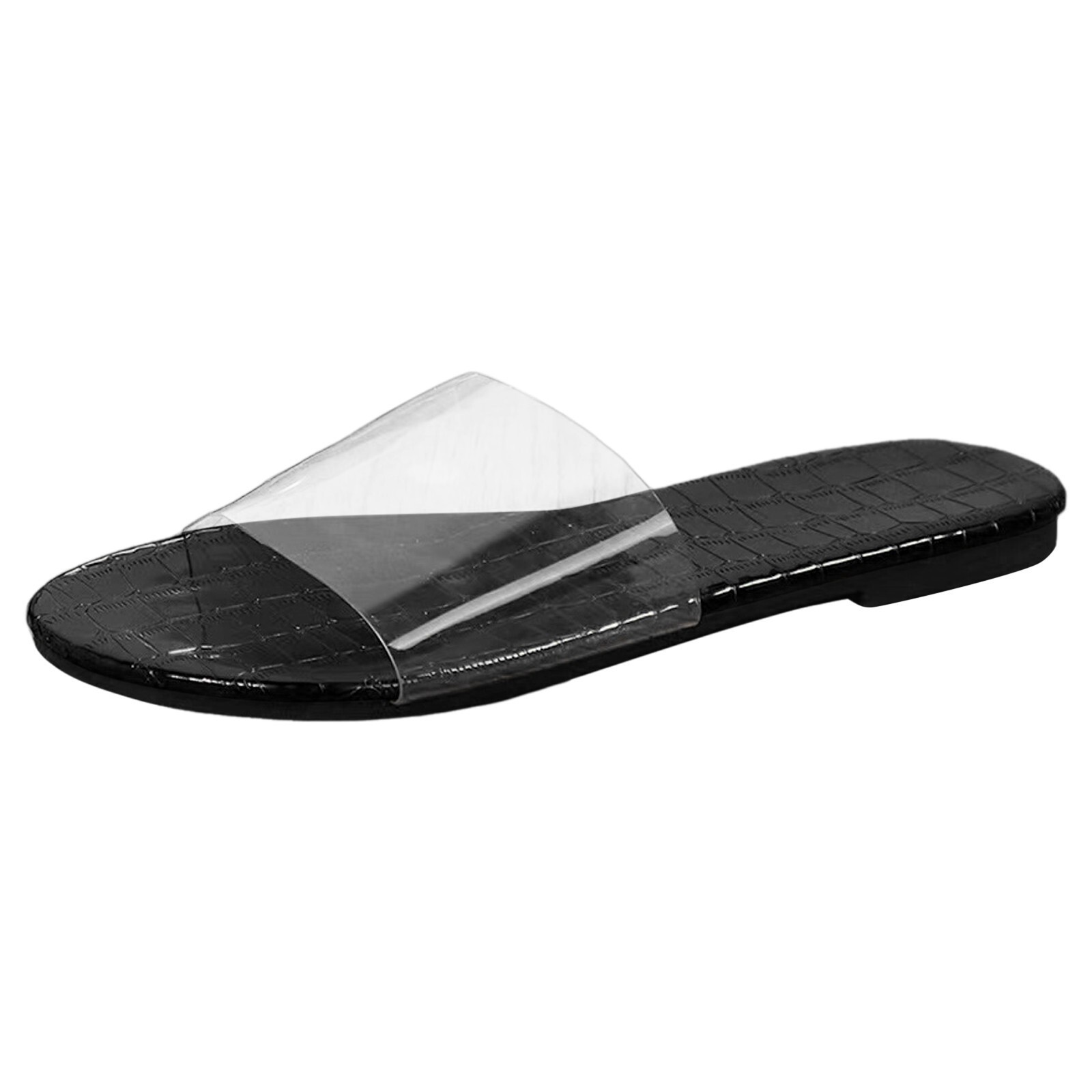 Women Sandals Slip On Summer Open Toe Clear Pvc Slippers Slip On Comfy Slides