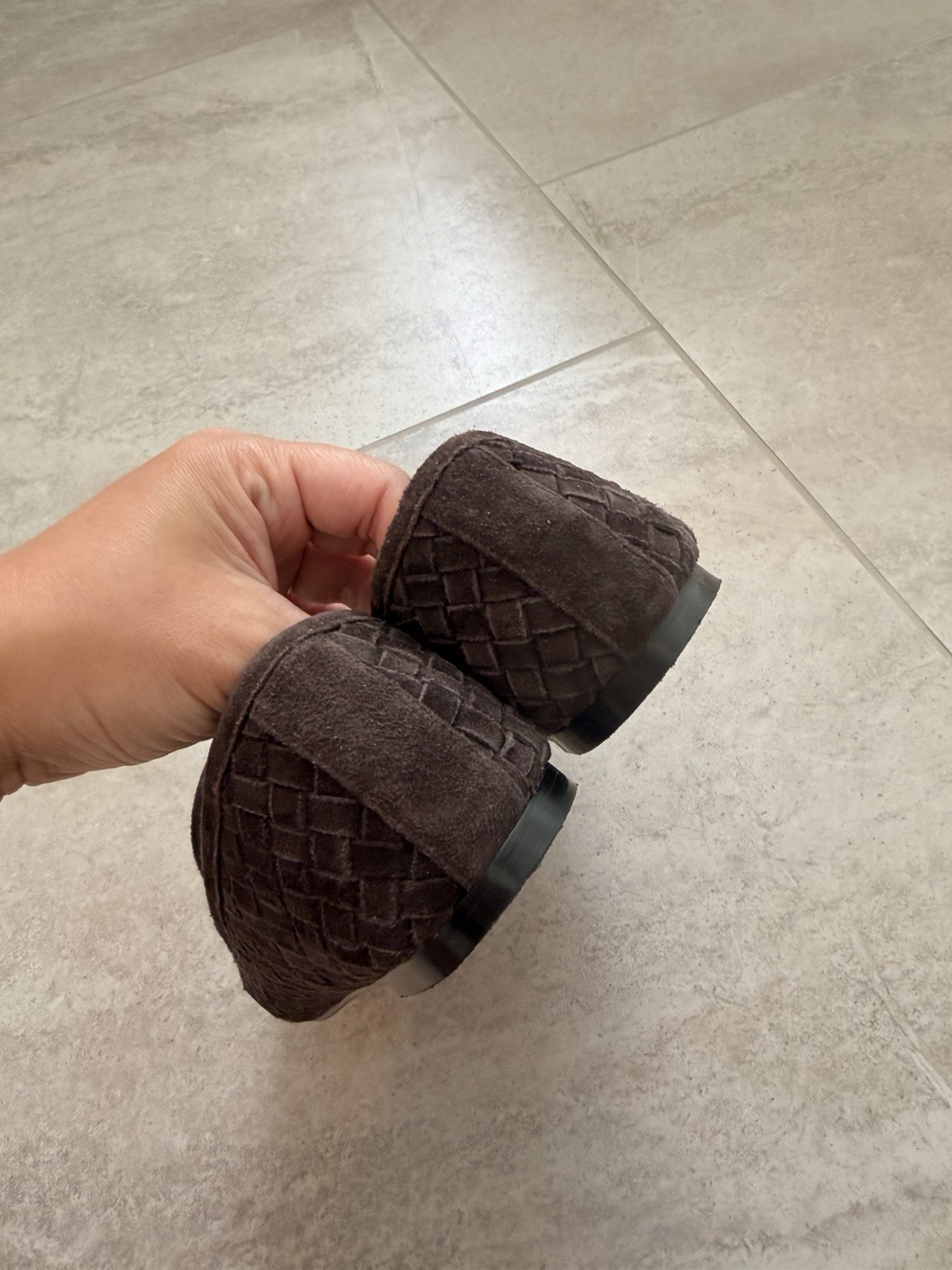 Madewell The Greta Ballet Flats Dark Roast Brown Woven Suede Size 7
