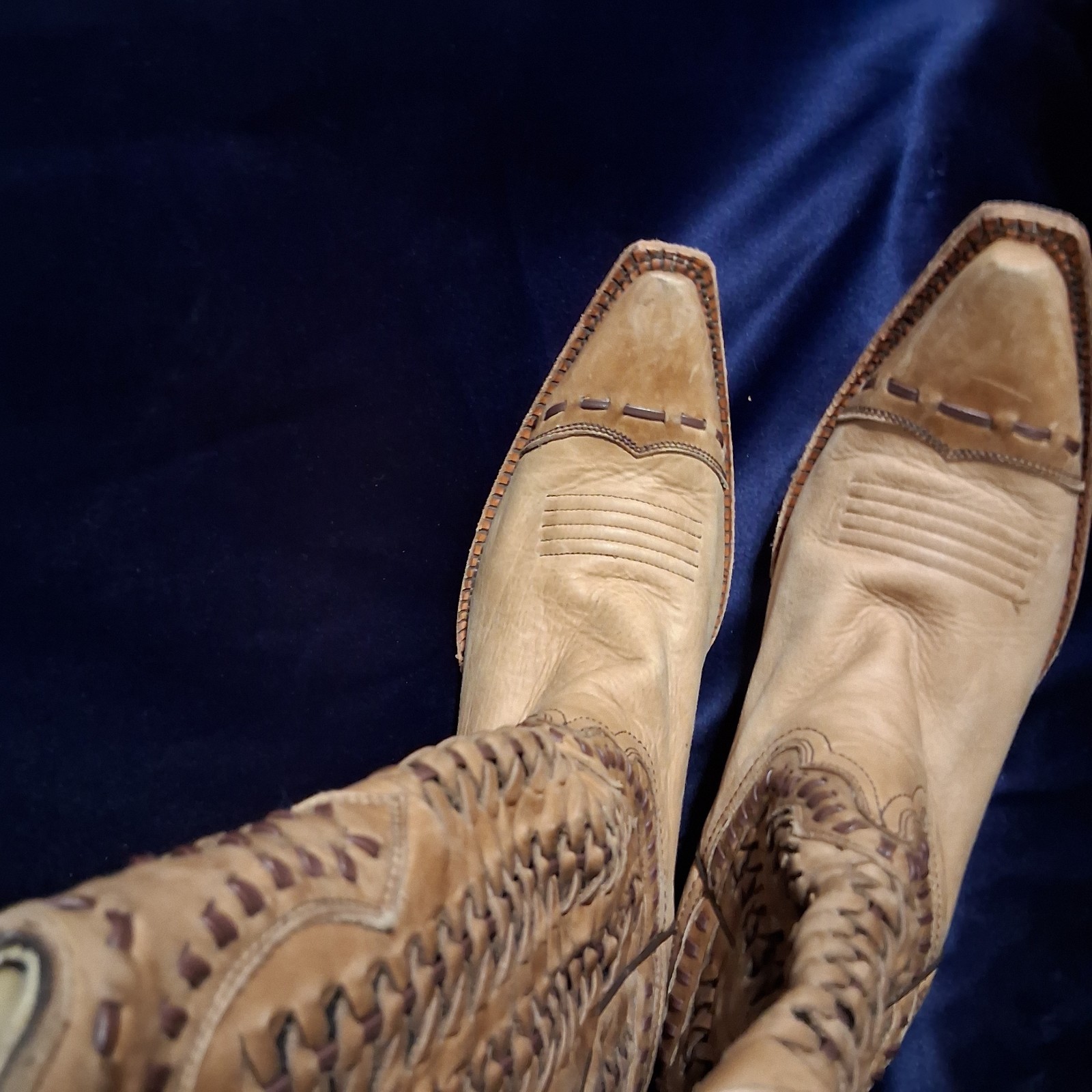 Corral Cowgirl Western Women’s Braided Boots With Sparkle Sand 10 M EUC…